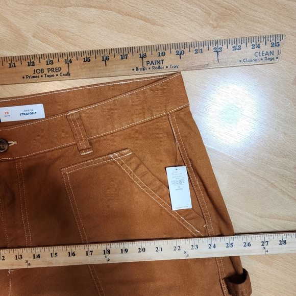 NWT Old Navy Utility Mustard Brown Orange Straight Twill Jeans Size 18 Petite - Picture 7 of 16